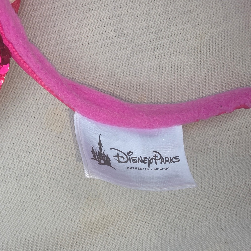 Disney Parks Minnie Mouse Ears Headband Lot Rose Gold Magenta Pink Sequins Bow - Picture 5 of 9